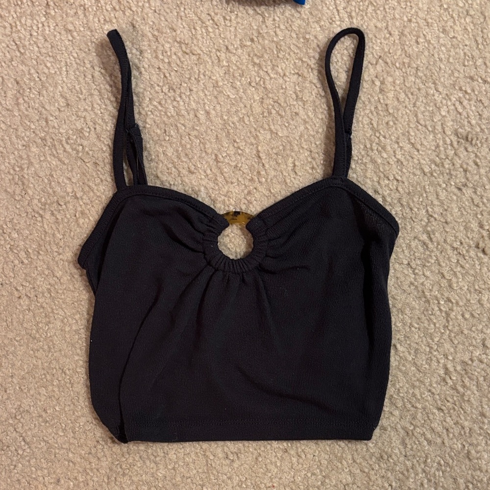 American Eagle Outfitters Black Camisole with Gold Accent
